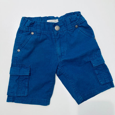 Blue Shorts with Front and Back Pockets and Elastic Waist