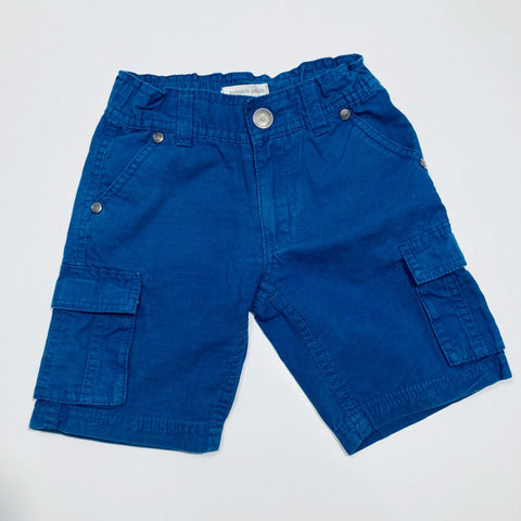 Blue Shorts with Front and Back Pockets and Elastic Waist