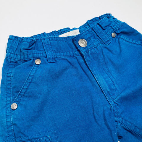 Blue Shorts with Front and Back Pockets and Elastic Waist