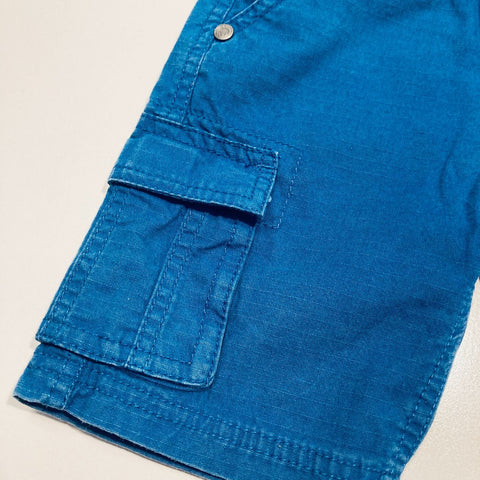 Blue Shorts with Front and Back Pockets and Elastic Waist