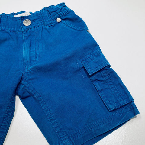 Blue Shorts with Front and Back Pockets and Elastic Waist