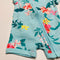 Short Sleeve Romper Minty Blue with Hibiscus Floral Pattern