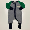 Green Sleeved Navy white Striped Long Sleeve Bodysuit for Newborn