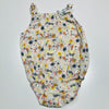 Singlet Bodysuit with Floral Print and Blue Bow