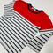Long Sleeves Top with Navy Grey Stripes and Red Top.