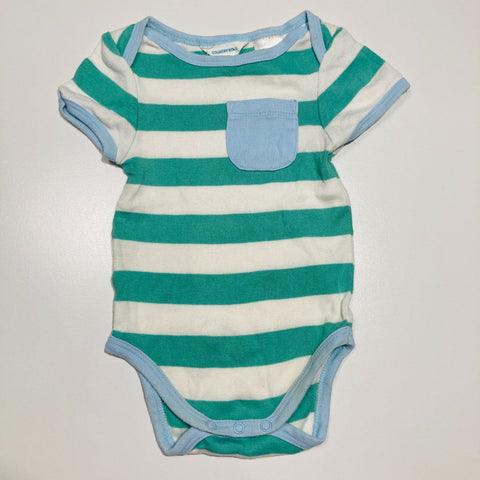 Green and White Striped Short Sleeve Bodysuit