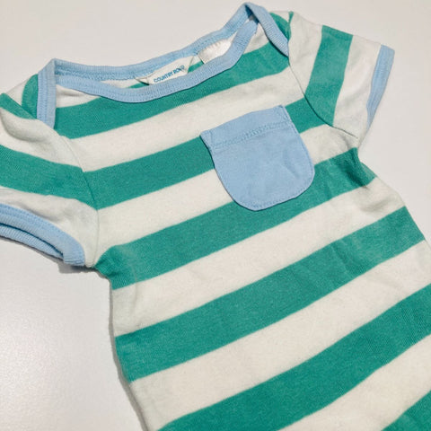 Green and White Striped Short Sleeve Bodysuit