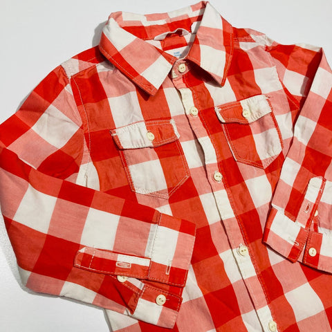 Red Check Button Up Long Sleeve Shirt