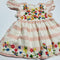 Pink and White Striped Embrodiery Dress