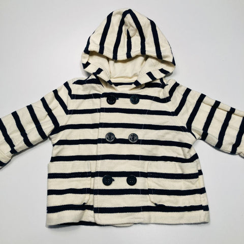 Baby Gap Navy & White Striped Button Up Hoodie