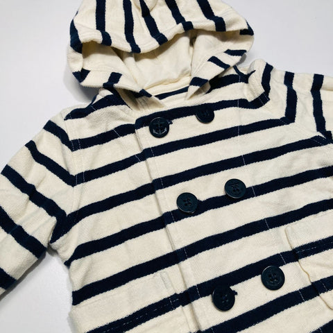 Baby Gap Navy & White Striped Button Up Hoodie