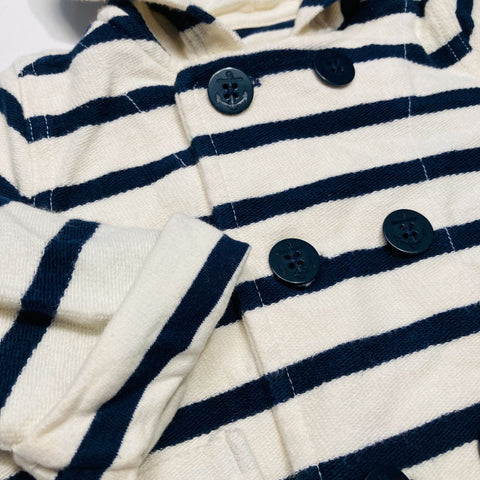 Baby Gap Navy & White Striped Button Up Hoodie