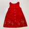 Red Sleeveless Dress with Floral Embroidery