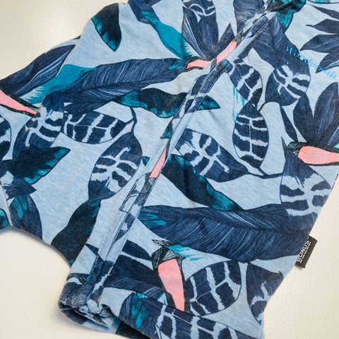 Blue Tropical Print Romper