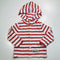 Red and White Striped Button Up Hoodie 