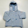 Baby Blue and White Striped Knitted Button Up Hoodie