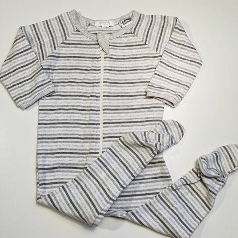 Grey Striped Zip Up Bodysuit