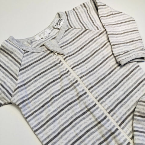 Grey Striped Zip Up Bodysuit