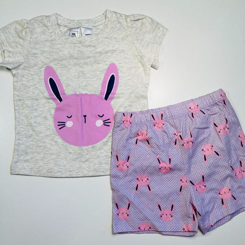 Pyjama Set - Grey T-Shirt and Purple Shorts