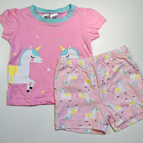 Pyjama Set - Pink T-Shirt and Striped Pink Shorts