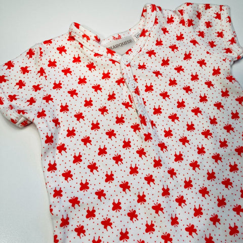 White Summer Romper with Red Butterflies