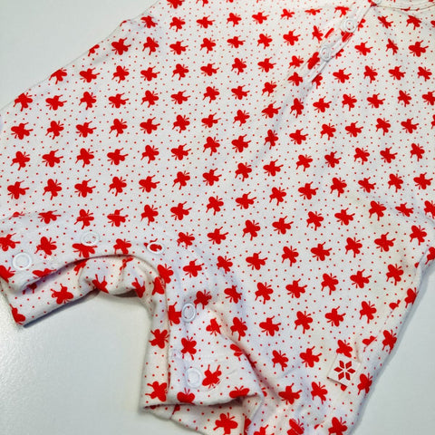 White Summer Romper with Red Butterflies